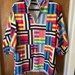 Colorful Geometric Patterned Top